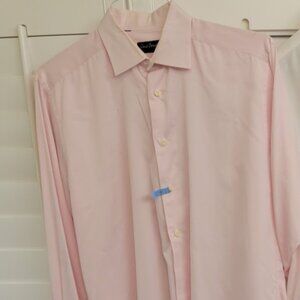 David Donahue men's button-down long sleeve shirt pink size 16.5